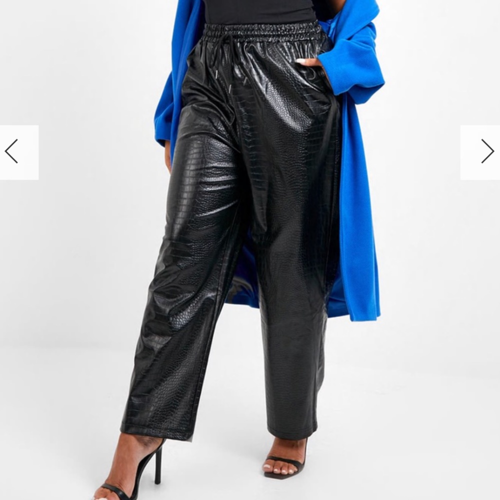 Plus Premium Croc Pu Elasticated Pants